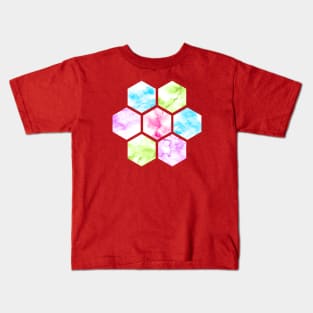 Marble Honeycomb | Purple Blue Green | Pink Background Kids T-Shirt